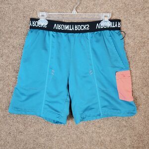 Danny Duncan 69 Men VIRGINITY ROCKS Mesh Shorts Medium Blue/Orange Elastic Waist